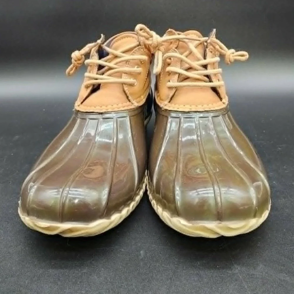 Tommy Hilfiger Brown Duck Boots Women 8M Rain Snow Winter Preppy Outdoor Classic